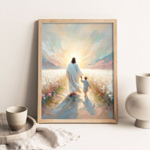 Folge Seinem Licht, Moderne Christliche Kunst, Jes Poster
