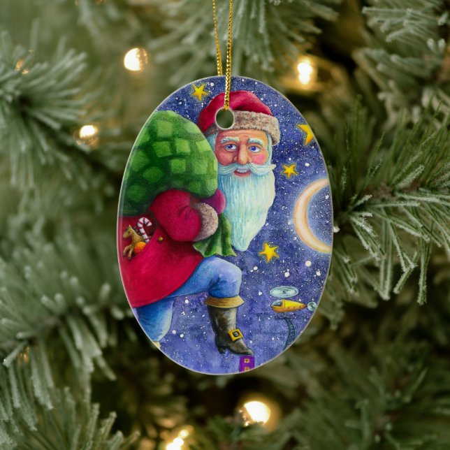 FOLGE ST. NICK-TIPTOS AUF ROOFTOPS MIT SPIELBAND KERAMIK ORNAMENT (Baum)