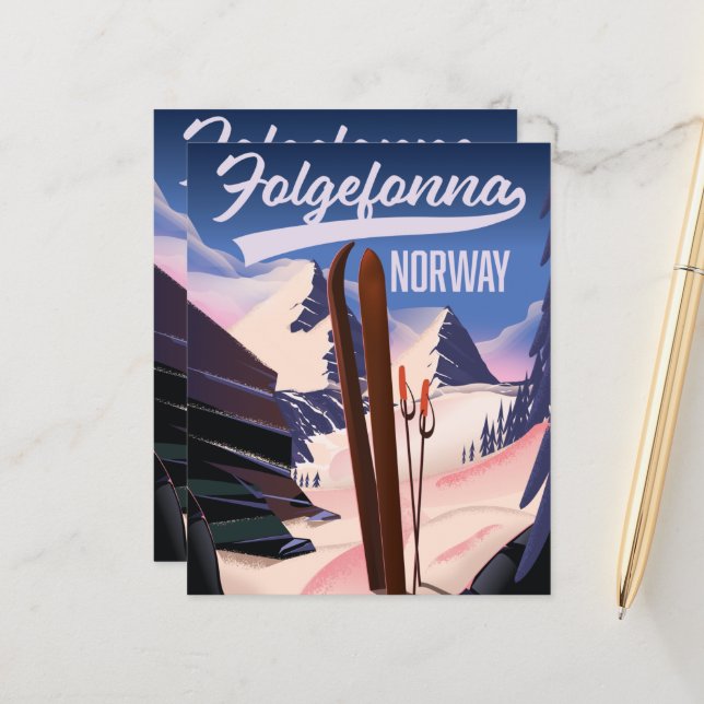 Folgefonna norway Ski Poster. (Vorderseite/Rückseite Beispiel)