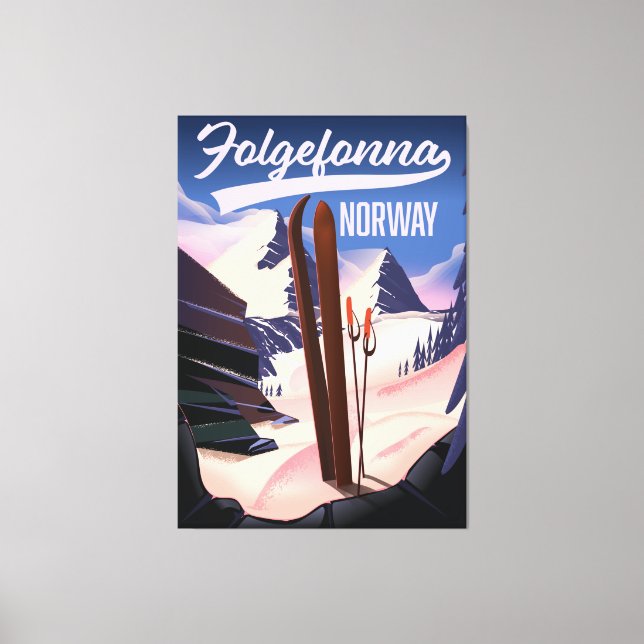 Folgefonna norway Ski Poster. Leinwanddruck (Vorderseite)