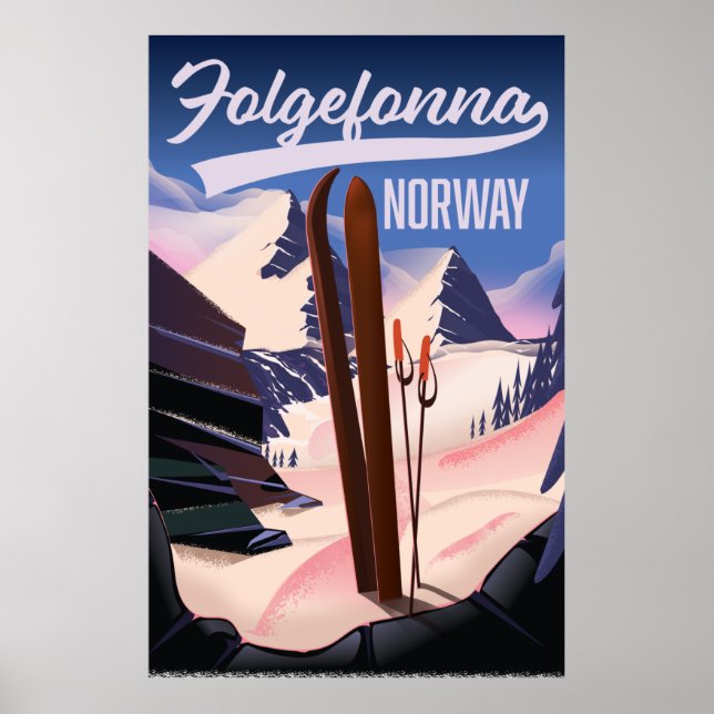 Folgefonna norway Ski Poster. Poster (Vorne)