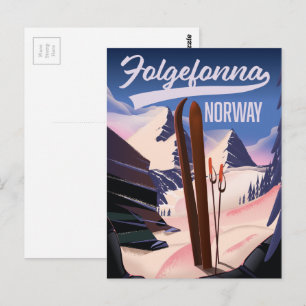 Folgefonna Norwegen Skiposter. Postkarte