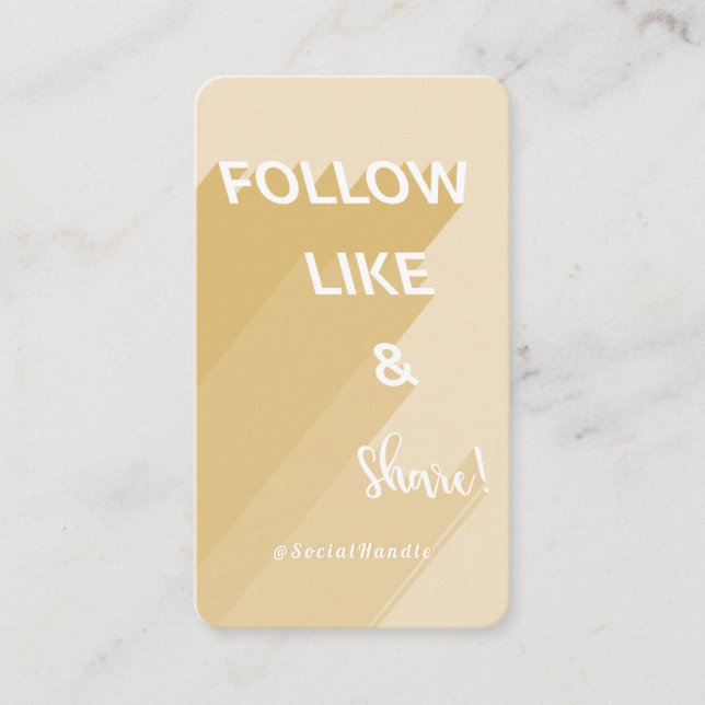 Folgen Sie dem "Like & Share"-Golden Social Media- Visitenkarte (Vorderseite)