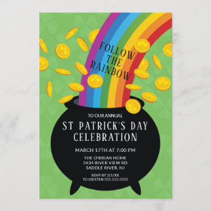 Folgen Sie dem Rainbow St Patrick's Day Party Einladung