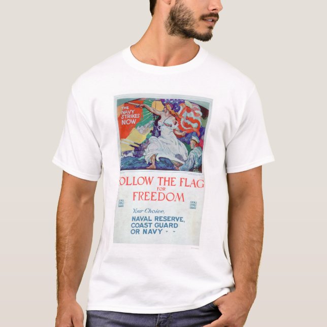 Folgen Sie der Flagge der Freiheit (US02179) T-Shirt (Vorderseite)