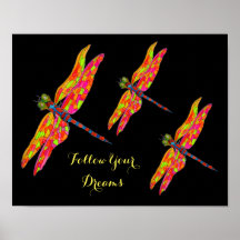 Folgen Sie Ihrem Dreams-Slogan Dragonfly Neonroom 