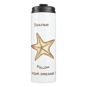 Folgen Sie Ihren Träumen Aquarell Seatime Starfish Thermosbecher
