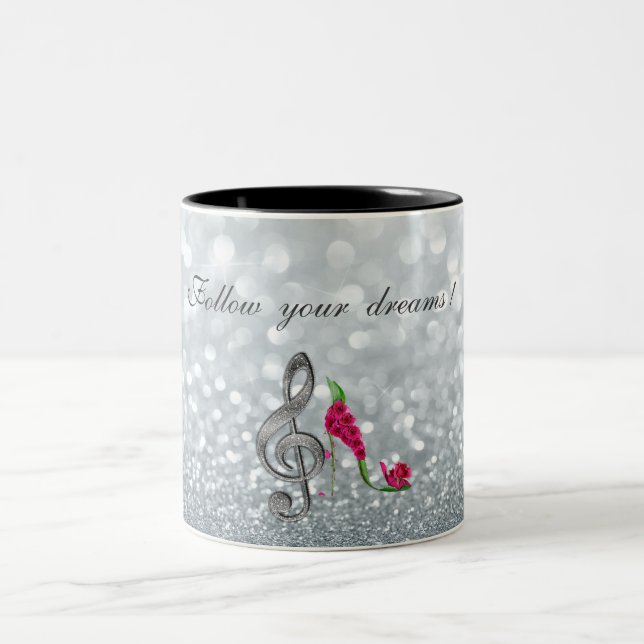 Folgen Sie Ihren Träumen, Glitterie, Heelsen, Viol Zweifarbige Tasse (Mittel)