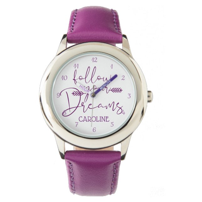 Folgen Sie Ihren Träumen Inspiration Zitat Kinder  Armbanduhr (Vorderseite)