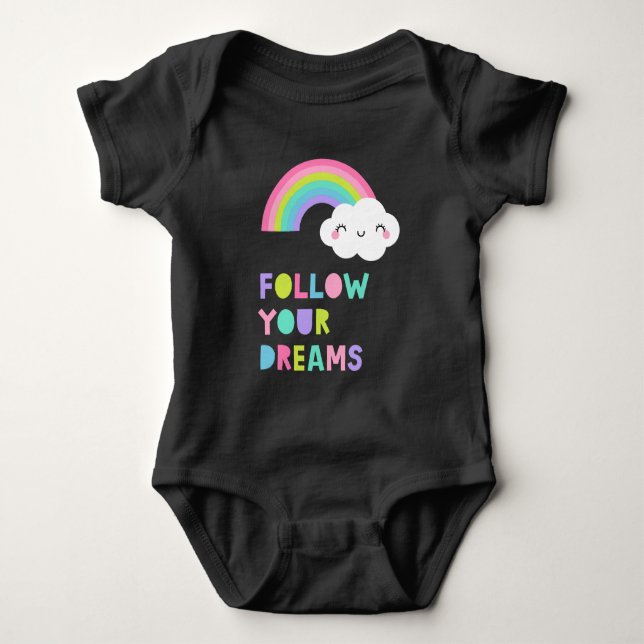 Folgen Sie Ihren Träumen Niedliche Regenbogenwolke Baby Strampler (Vorderseite)