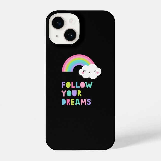 Folgen Sie Ihren Träumen Niedliche Regenbogenwolke iPhone 14 Hülle (Rückseite)