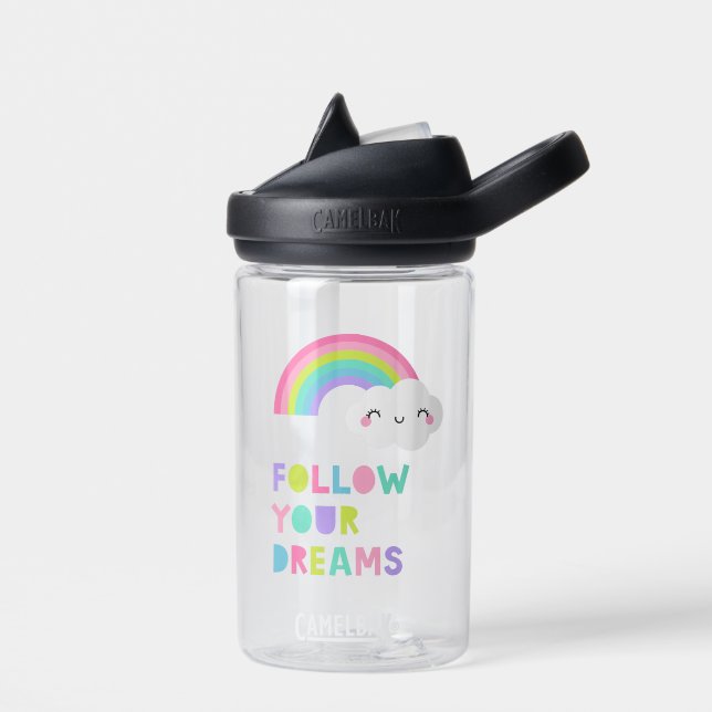 Folgen Sie Ihren Träumen Niedliche Regenbogenwolke Trinkflasche (Links)