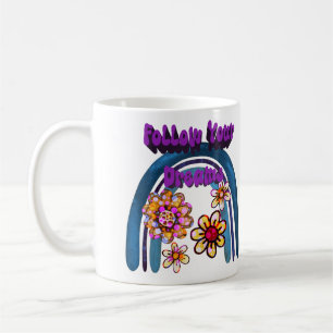 Folgen Sie Ihren Träumen - Regenbogen und Blume Kaffeetasse