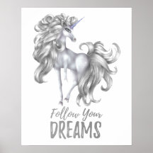 Folgen Sie Ihren Träumen - Silver & White Unicorn