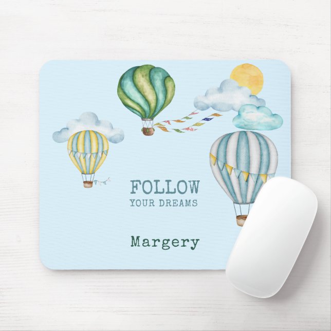 Folgen Sie Ihren Träumen Wasserfarbe Heißluftballo Mousepad (Mit Mouse)
