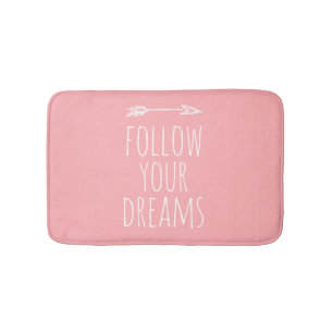 Folgen Sie Ihren Träumen Zitat Blush Pink Girls Ba Badematte