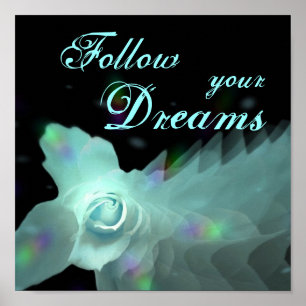Folgen Sie Ihren TräumenTürkis Blue Butterfly Rose Poster