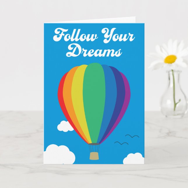 Folgen Sie Ihrer Dreams Hot Air Ballon Grußkarte Karte (Kleine Pflanze)