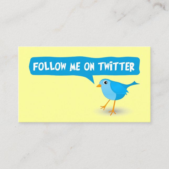 Folgen Sie mir auf Twitter Yellow Profile Business Visitenkarte (Vorderseite)
