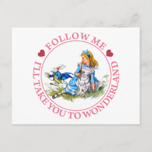 FOLGEN SIE MIR, ICH BITTE SIE NACH WONDERLAND POSTKARTE