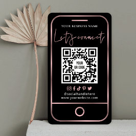 Folgen Sie mir Social Media Black & Rose Gold QR Visitenkarte