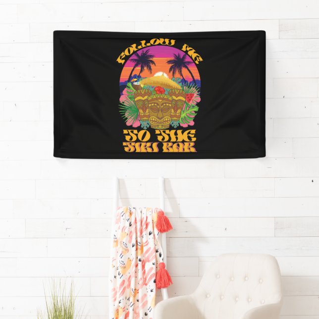 Folgen Sie mir zum Tiki Bar Hawaiian Luau Party Banner (Insitu)