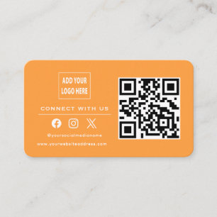 Folgen Sie Scan, um mit uns Neon Orange Weiß zu ve Visitenkarte