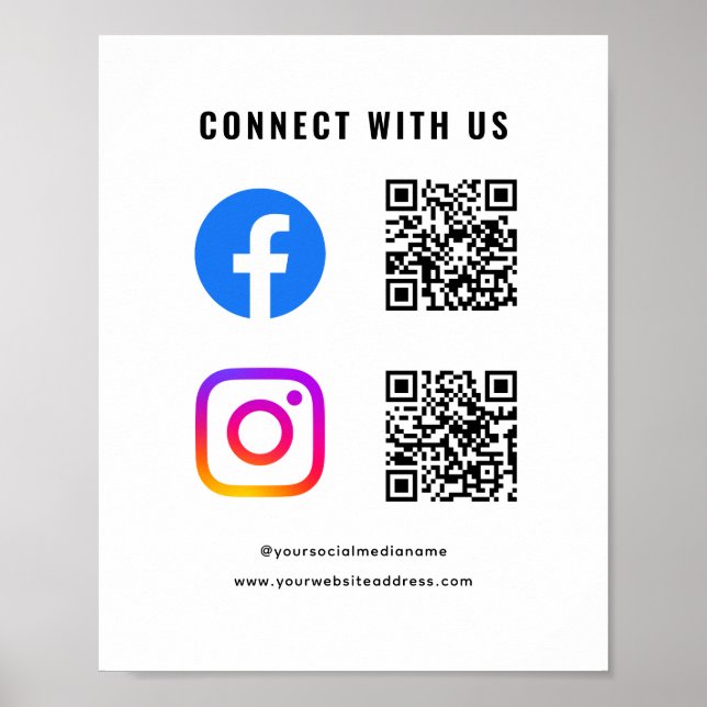 Folgen Sie Scan-Verbindung mit uns QR-Code Social  Poster (Vorne)