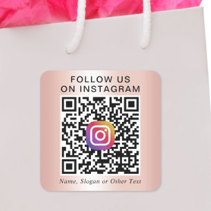 Folgen Sie uns auf Instagram QR Code Roségold Quadratischer Aufkleber