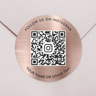 Folgen Sie uns auf Instagram QR Code Roségold Runder Aufkleber