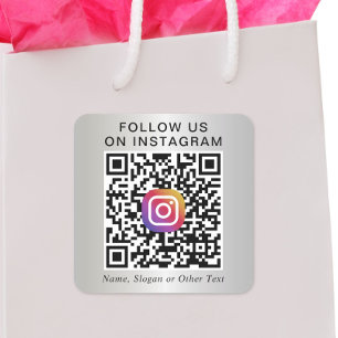 Folgen Sie uns auf Instagram QR Code Silber Promot Quadratischer Aufkleber