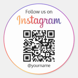 Folgen Sie uns auf Instagram Social Media QR Code Runder Aufkleber
