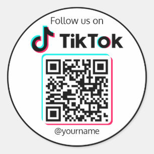 Folgen Sie uns auf TikTok Social Media QR Code Runder Aufkleber