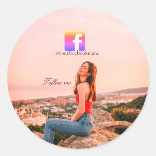 Folgen Sie uns Facebook Benutzername Social Media Runder Aufkleber