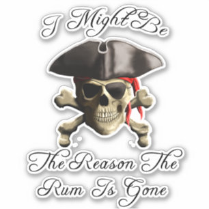 Folgern der Rum ist gegangener Piraten-Schädel Aufkleber