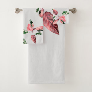 FOLHAGEM ROSA E VERDE BADHANDTUCH SET