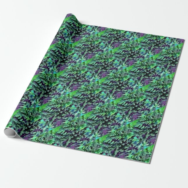 Foliage Abstrakte Pop Kunst in Jade Green und Lila Geschenkpapier (Ungerollt)