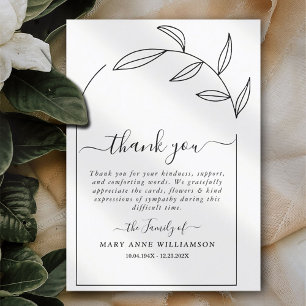 Foliage Arch Text Script Beerdigung Danke Karte