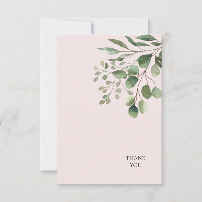 Foliage Blush Wedding Vielen Dank Dankeskarte (Vorderseite)