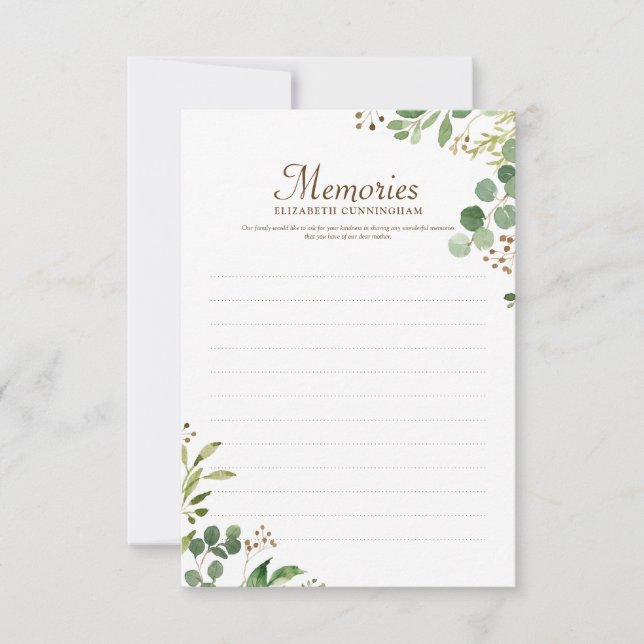 Foliage Botanicals Erinnerungen Custom Foto Memori RSVP Karte (Vorderseite)
