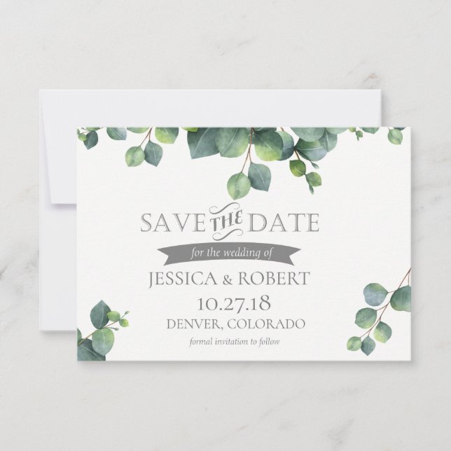 Foliage Bouquet Save the Date-Karte Date (Vorderseite)