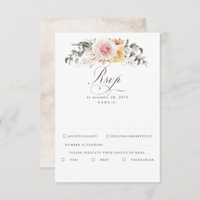 Foliage coloré Boho mariage RSVP (Devant / Derrière)