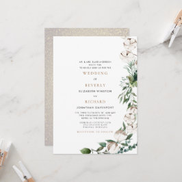 Foliage & Cotton Bride Parents Glam Wedding Einladung