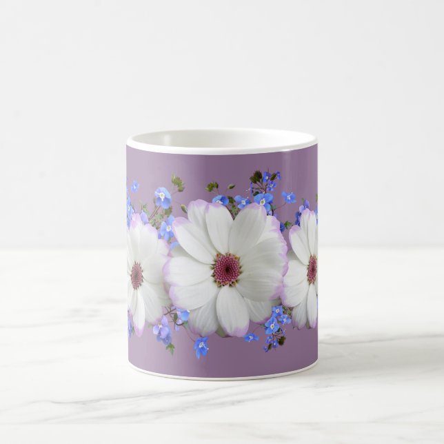 Foliage Daisy Vergiss mich nicht auf Lavendel Hint Kaffeetasse (Mittel)