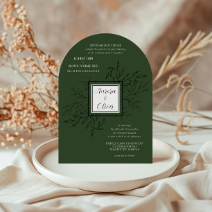Foliage délicat Invitation de mariage Deep Sage