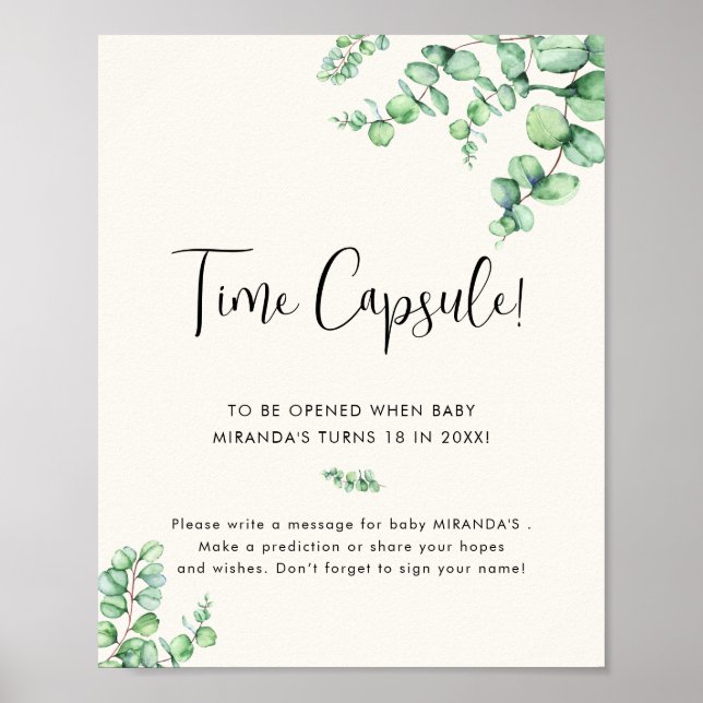 Foliage eucalyptus baby dusche Time Kapsel Poster (Vorne)