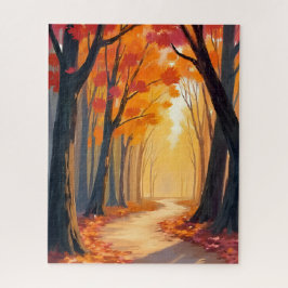 Foliage Forest Stroll | Orange Watercolor Painting