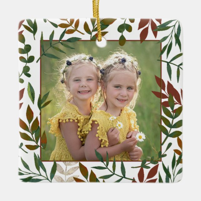 Foliage Frame Foto oder Message Keramik Ornament (Vorderseite)