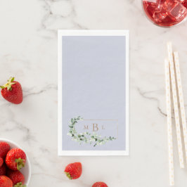 Foliage & Gold Monogram Lavendelhochzeit Serviette