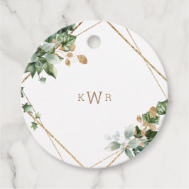 Foliage & Gold Monogram Wedding Vielen Dank Geschenkanhänger